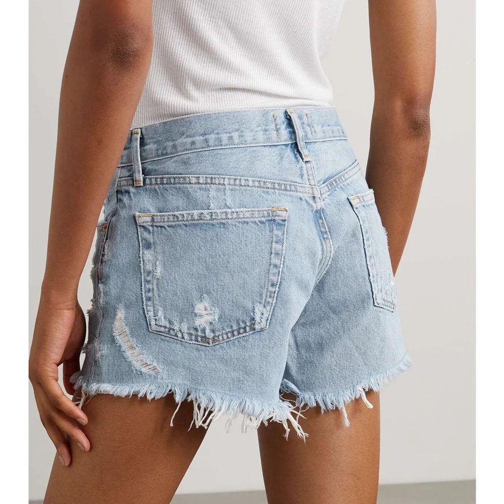 AGOLDE Parker Vintage Cutoff Denim Shorts – Organic Light Wash, Size 26 - Picture 2 of 7